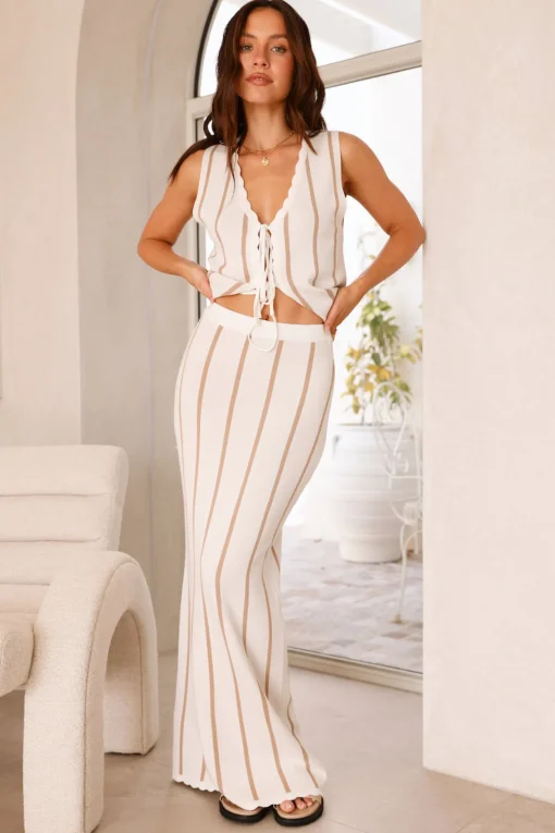 Acacia Knit Vest Top Beige
