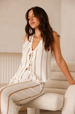 Acacia Knit Vest Top Beige