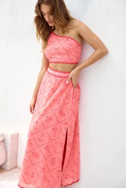 Another Round One Shoulder Crop Top Red