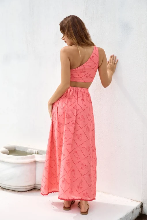 Another Round One Shoulder Crop Top Red