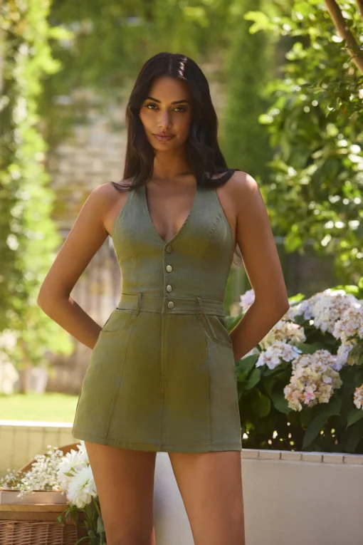 Arizona Halter Playsuit Khaki