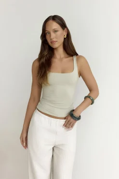 BASE Everyday Staple Singlet Top Sage