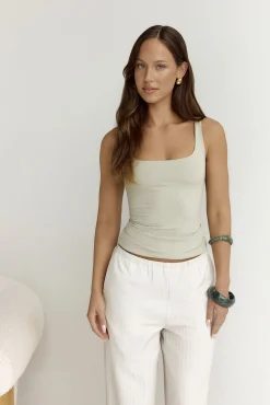BASE Everyday Staple Singlet Top Sage