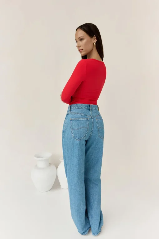 BASE Wear Now Ribbed Long Sleeve Top Red