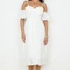 Basque Midi Dress White