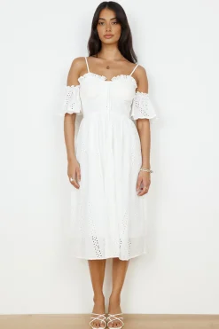 Basque Midi Dress White
