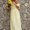 Bella Maxi Off-Shoulder Dress Yellow
