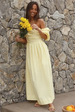 Bella Maxi Off-Shoulder Dress Yellow