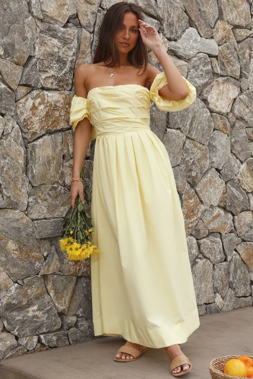 Bella Maxi Off-Shoulder Dress Yellow