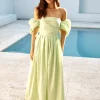 Bella Off-Shoulder Maxi Dress Green