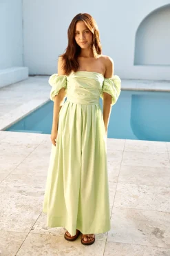 Bella Off-Shoulder Maxi Dress Green