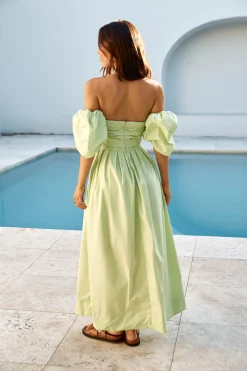 Bella Off-Shoulder Maxi Dress Green