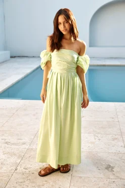 Bella Off-Shoulder Maxi Dress Green
