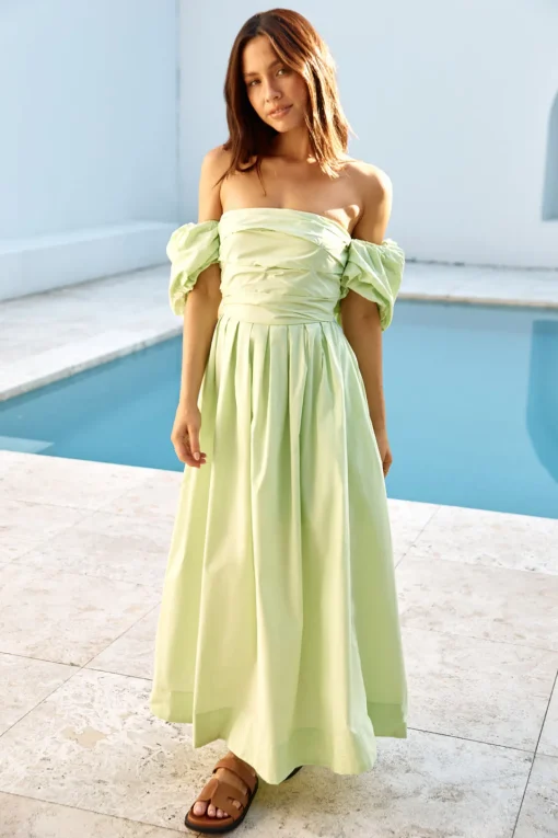 Bella Off-Shoulder Maxi Dress Green