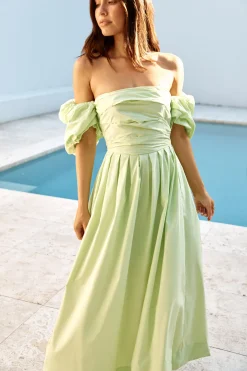 Bella Off-Shoulder Maxi Dress Green