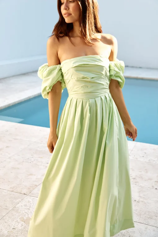 Bella Off-Shoulder Maxi Dress Green