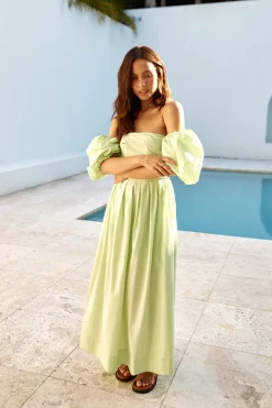 Bella Off-Shoulder Maxi Dress Green