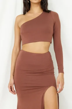 Birds Are Singing Crop Top Brown