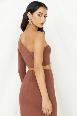 Birds Are Singing Crop Top Brown