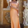 Blissful Satin Maxi Dress Orange