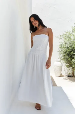 Blossom Bay Strapless Maxi Dress White