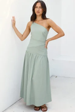 Claire One Shoulder Maxi Dress Khaki