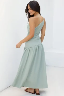 Claire One Shoulder Maxi Dress Khaki