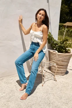 Clarabelle Linen Cami Top White