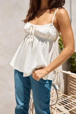 Clarabelle Linen Cami Top White
