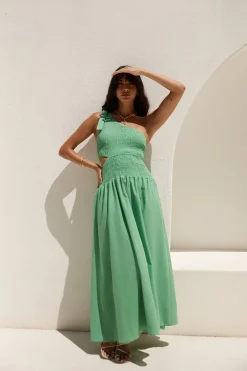 Close Up One Shoulder Maxi Dress Green