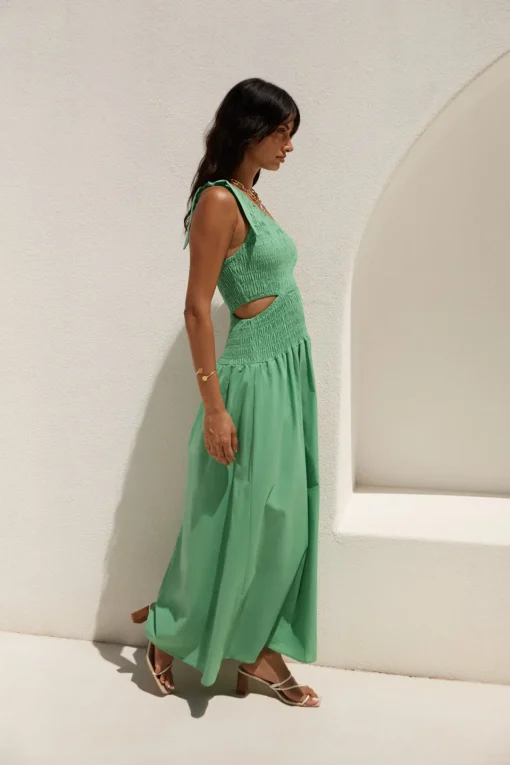 Close Up One Shoulder Maxi Dress Green