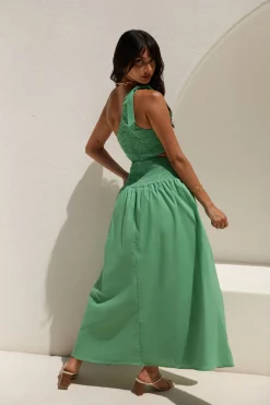 Close Up One Shoulder Maxi Dress Green