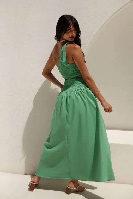 Close Up One Shoulder Maxi Dress Green