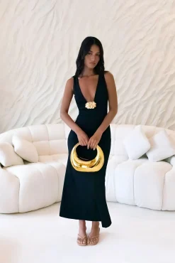 Coastal Caprice Maxi Dress Black