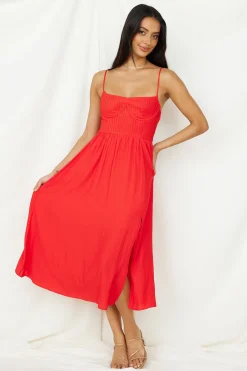Coastal Dreaming Midi Dress Red