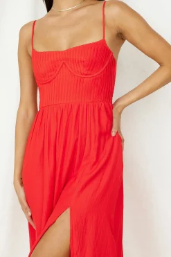 Coastal Dreaming Midi Dress Red