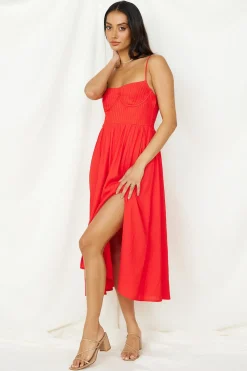 Coastal Dreaming Midi Dress Red