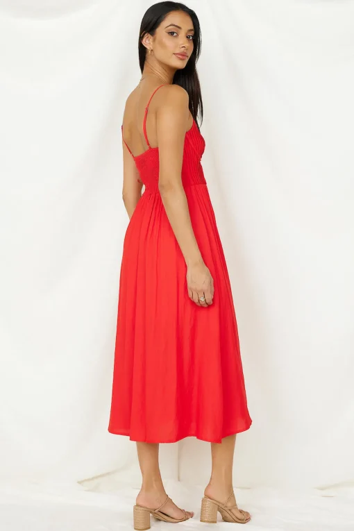 Coastal Dreaming Midi Dress Red