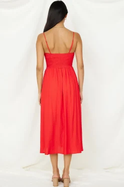Coastal Dreaming Midi Dress Red