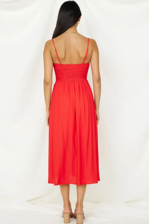 Coastal Dreaming Midi Dress Red