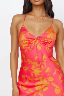 Colorful Memories Satin Maxi Dress Red