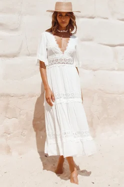 Cowboy Midi Dress White