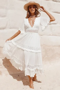 Cowboy Midi Dress White