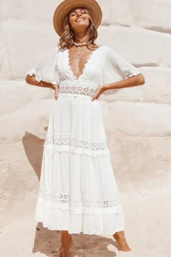 Cowboy Midi Dress White