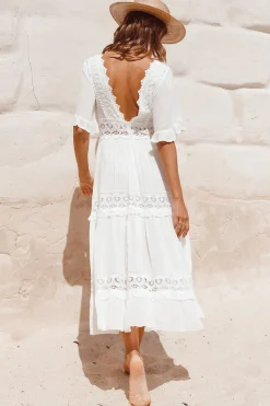 Cowboy Midi Dress White