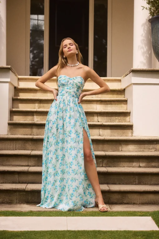 Dainty Events Strapless Maxi Dress Blue
