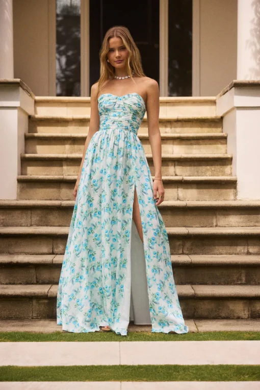 Dainty Events Strapless Maxi Dress Blue