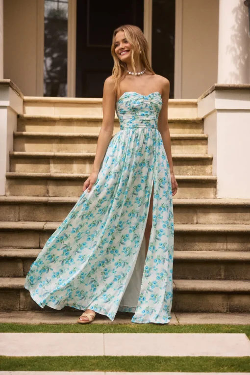 Dainty Events Strapless Maxi Dress Blue
