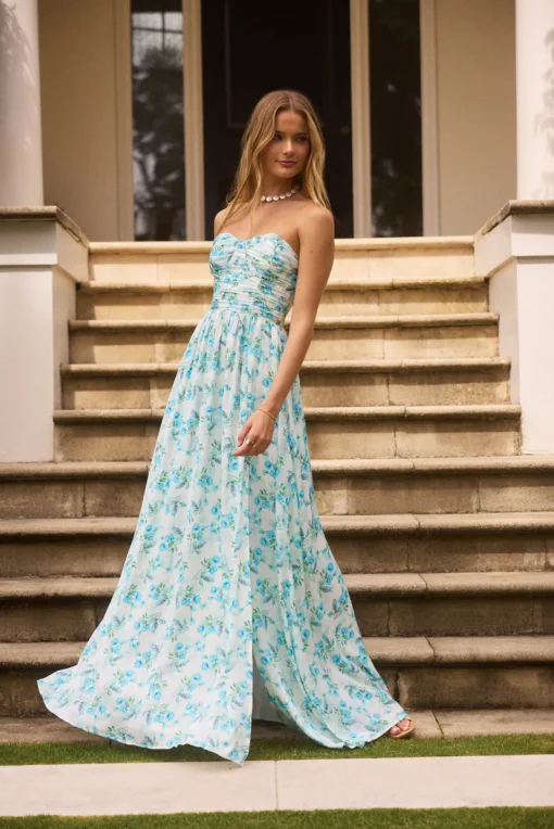Dainty Events Strapless Maxi Dress Blue