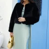 Day By Day Faux Fur Cropped Jacket Black
